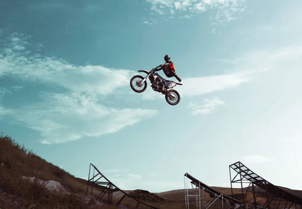 Moto Freestyle Motorcykel Stunt Ryttare — Stockfoto