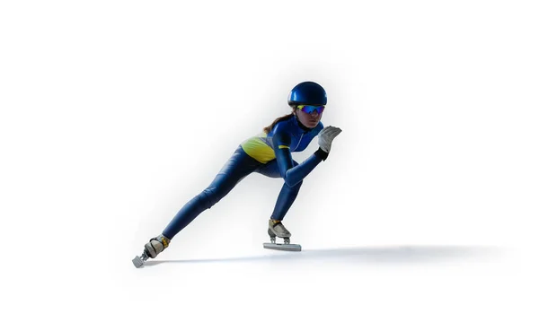 短いトラックスピードスケート女性選手 — ストック写真