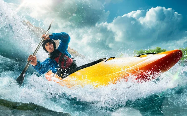 Kayak Aguas Bravas Kayak Extremo — Foto de Stock