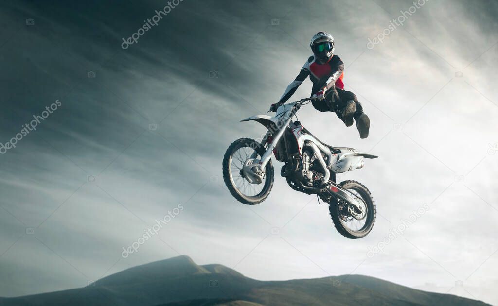 Moto freestyle. Motorcycle stunt rider 