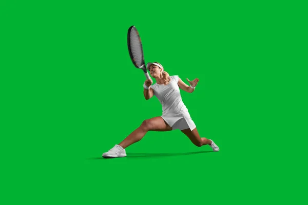 Ung Flicka Spelar Tennis — Stockfoto