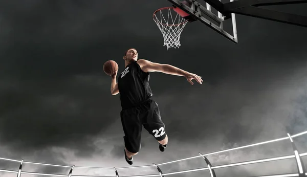 Giocatori Basket Giocano Streetball — Foto Stock