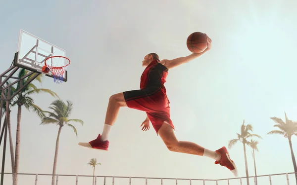 Jogador Basquete Jogar Streetball — Fotografia de Stock