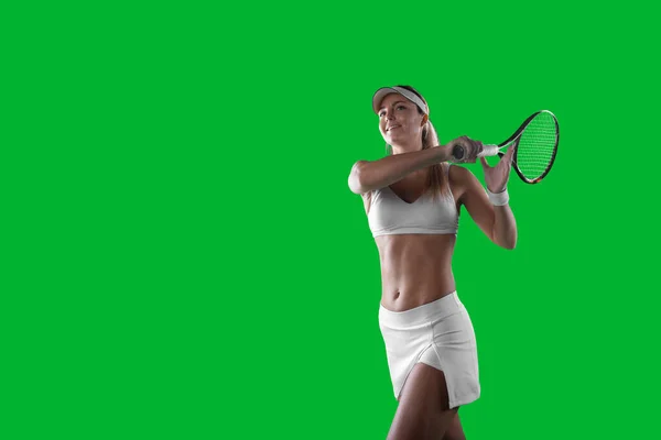 Junges Mädchen Spielt Tennis — Stockfoto