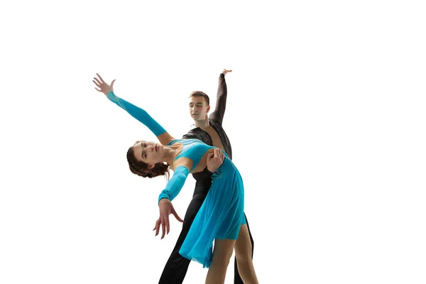 Pareja Patinaje Artístico Bailando Sobre Hielo — Foto de Stock