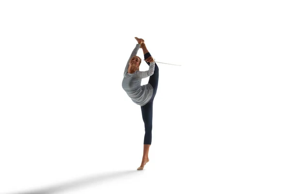 Ритмічна Гімнастка Ізольована Білому — стокове фото