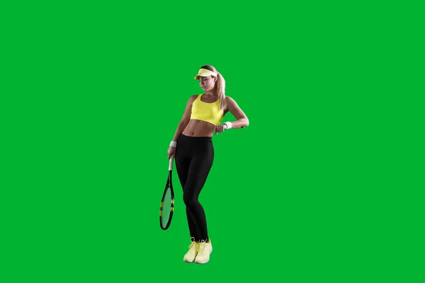 Jong Meisje Spelen Tennis — Stockfoto