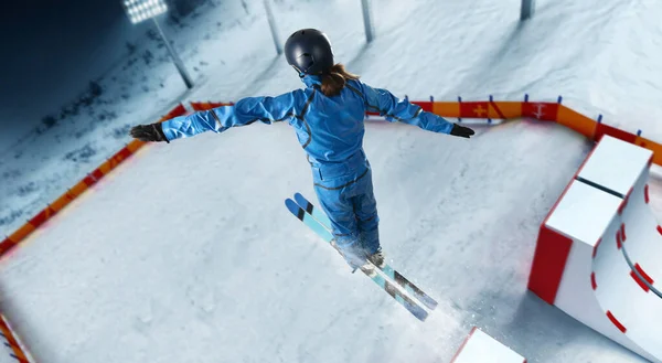 Freestyle Aerials Skiing Athlete — Stock Photo, Image