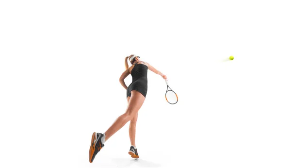 Menina Jovem Jogando Tênis — Fotografia de Stock