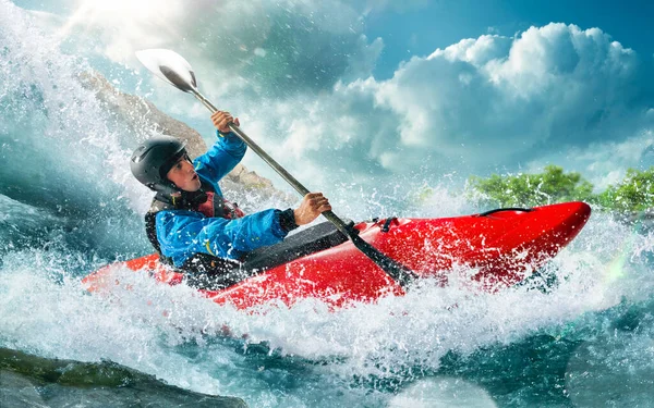 Whitewater kayaking, extreme kayaking.