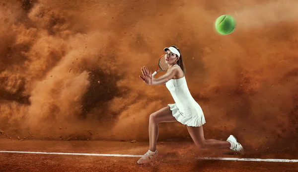 Jeune Fille Jouant Tennis — Photo