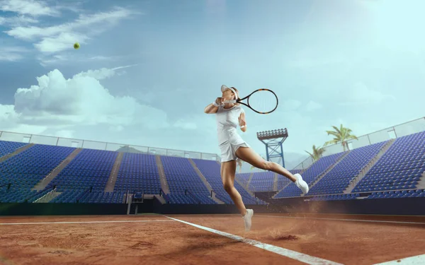 Jeune Fille Jouant Tennis — Photo