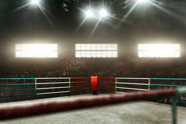 ジムで空のボクシングリング — ストック写真