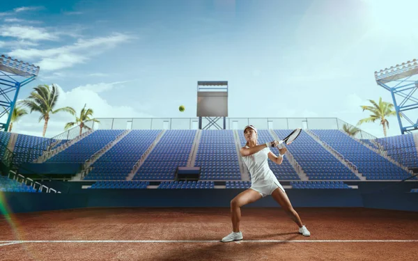 Jeune Fille Jouant Tennis — Photo