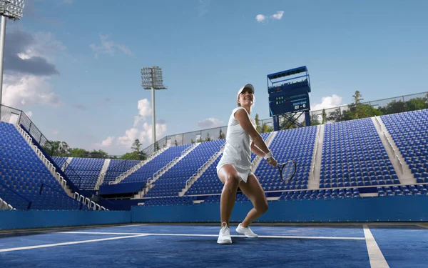 Jeune Fille Jouant Tennis — Photo