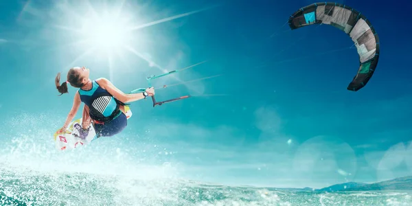 Jeune Femme Kite Surf — Photo