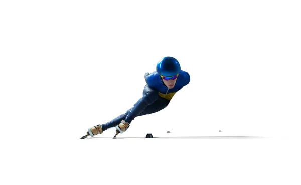 短いトラックスピードスケート男性選手 — ストック写真