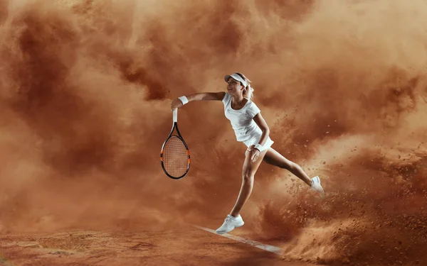 Jeune Fille Jouant Tennis — Photo