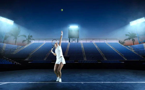 Young Girl Playing Tennis — Stock Photo, Image