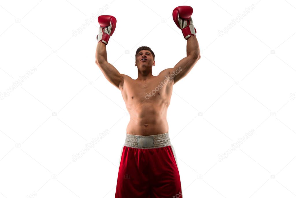 Young sports man boxing.