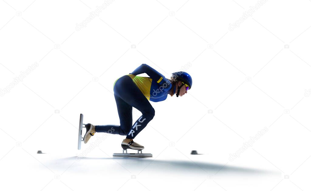 Short track speed skating female athlete.