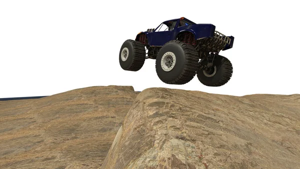 Monster Caminhão Ilustração Com Suspensão Resistente Isolado Chão Areia — Fotografia de Stock