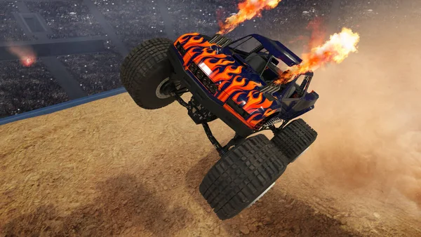 Monster Truck Illustration Riding Stadium Background — Stock Photo, Image