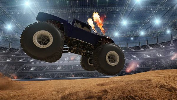 Monster Truck Illustratie Rijden Stadion Achtergrond — Stockfoto