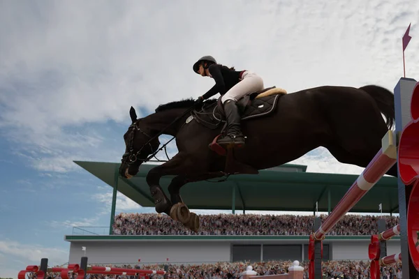 Deporte Ecuestre Chica Joven Monta Caballo Campeonato — Foto de Stock