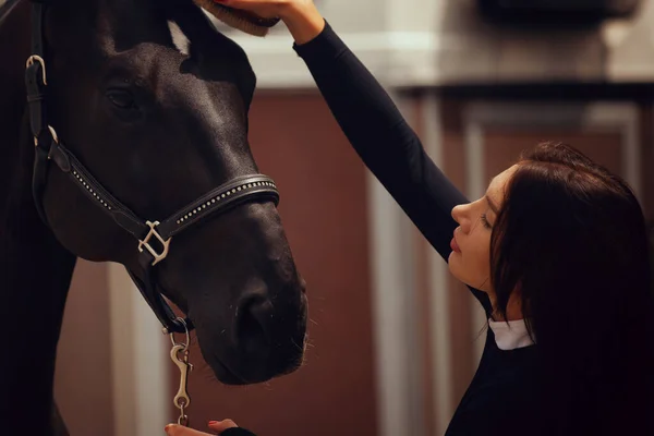 马术运动 年轻女子骑马 — 图库照片