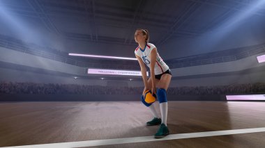 Profesyonel kadın voleybol oyuncuları iş başında.