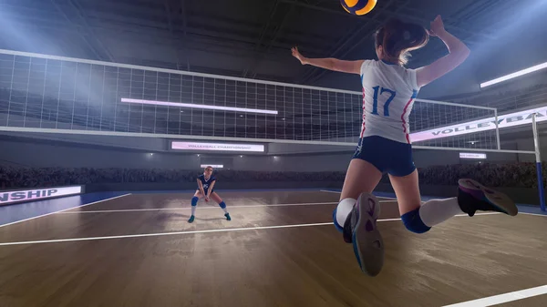 Joueuses Professionnelles Volley Ball Action — Photo