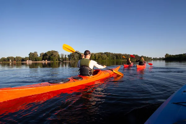 Kayak Gente Che Remava Kayak Canoa Pagaiare — Foto Stock