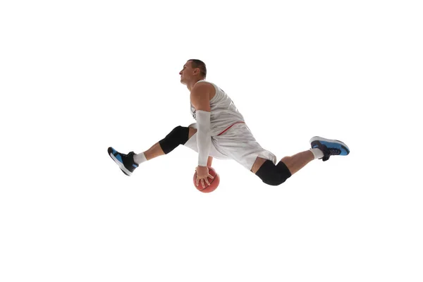 Basketbalspeler Geïsoleerd Wit — Stockfoto