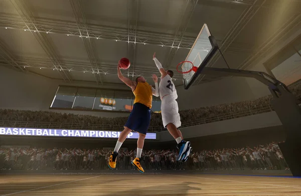 Pemain Basket Arena Profesional Besar Selama Permainan — Stok Foto