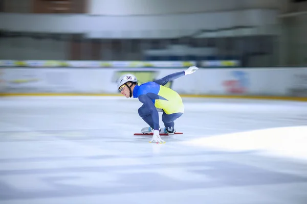 Pattinaggio Velocità Pista Corta Palestra Ghiaccio Sport Invernali — Foto Stock