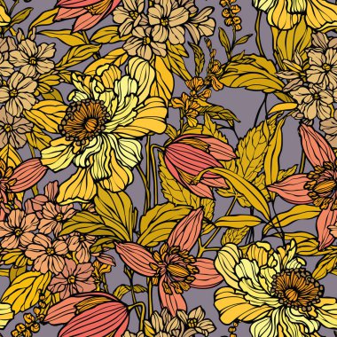 Çiçek haşhaş ve ortanca ile Seamless Modeli