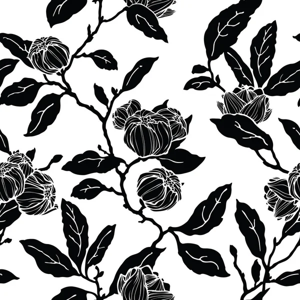 Seamless Pattern Poppy Peonies Roses Flowers — Stock Vector