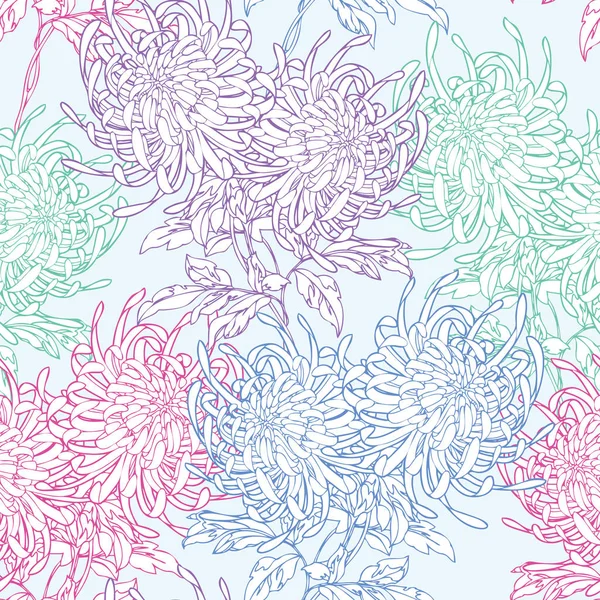 Nahtloses Muster Mit Chrysanthemenblüten Ornament — Stockvektor