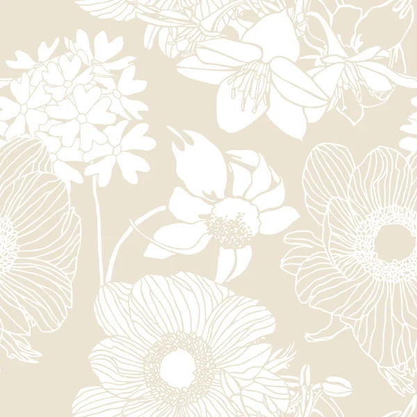 Sömlös Blommönster Blommor Illustration — Stock vektor