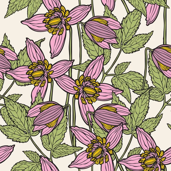 Sömlös Blommönster Blommor Illustration — Stock vektor