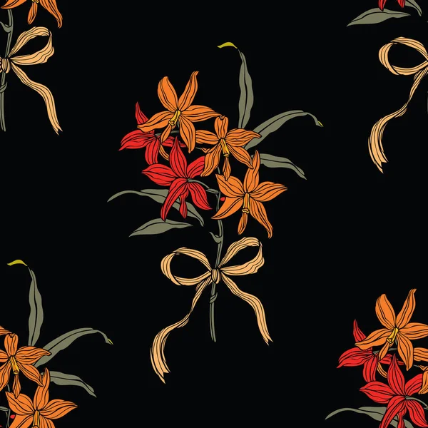 Floral Seamless Pattern Flower Background Flourish Ornamental Summer Wallpaper Flowers — Stock Vector