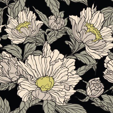 Çiçek seamless modeli. Soyut süs çiçek. Yaprakları arka plan güzelleşmek