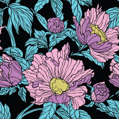 Çiçek seamless modeli. Soyut süs çiçek. Yaprakları arka plan güzelleşmek