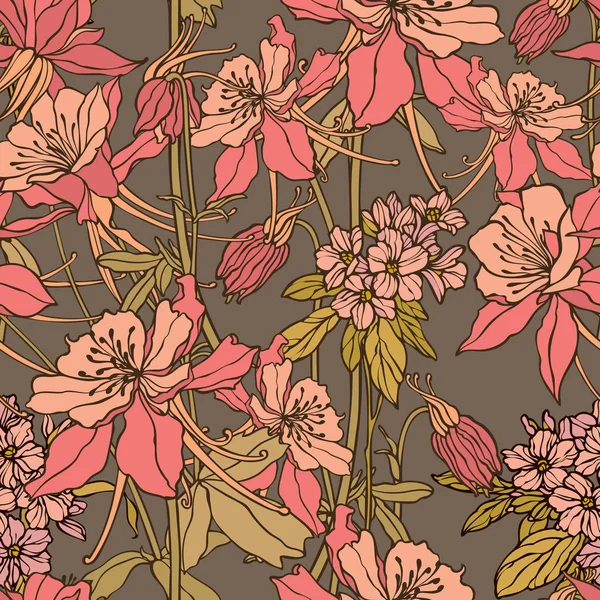 Квітковий Безшовний Візерунок Квіти Ілюстрація — стоковий вектор