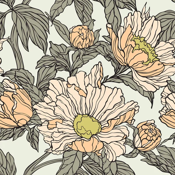 Çiçek seamless modeli. Soyut süs çiçek. Yaprakları arka plan güzelleşmek