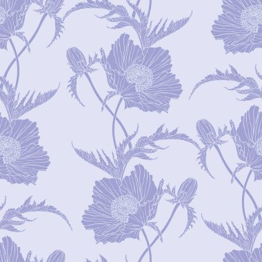 Haşhaş çiçekleriyle kusursuz desen