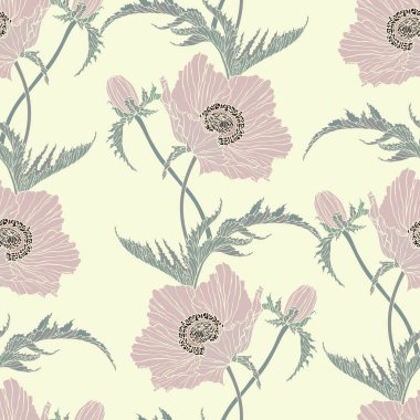 Haşhaş çiçekleriyle kusursuz desen