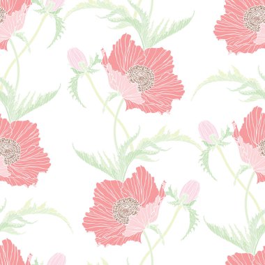 Haşhaş çiçekleriyle kusursuz desen