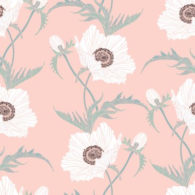 Haşhaş çiçekleriyle kusursuz desen